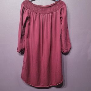 Maternity medium wine smocked shoulder dress